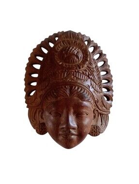 VTG Teak Wood Small Hand Carved Balinese Mask/Wall Art 5"